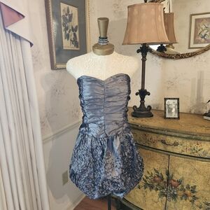 Vintage Alyn Paige Gunmetal Silver Satin Prom Party Dress 7/8